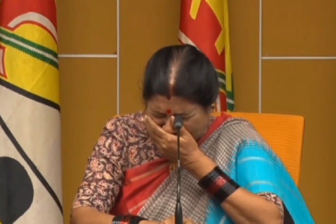 Nannapaneni Rajakumari cries during press meet 