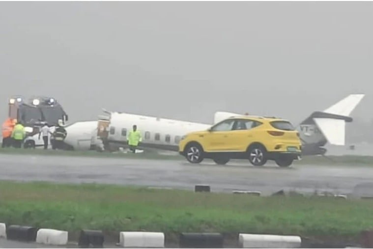 Private Jet veers off runway while landing at Mumbai airport