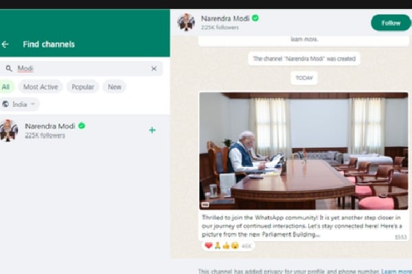 PM joins WhatsApp Channels, shares excitement with users