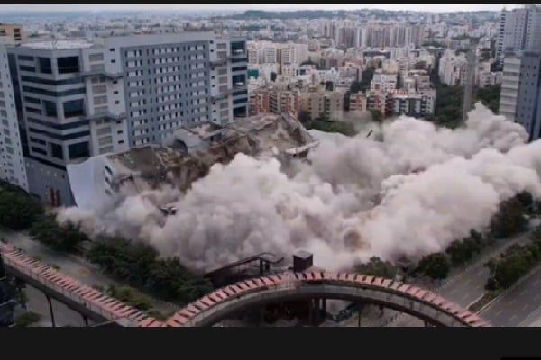 Two buildings demolished with implosion technology in Hyderabad IT Park- Updates