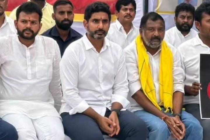 Nara Lokesh talks to media in Delhi