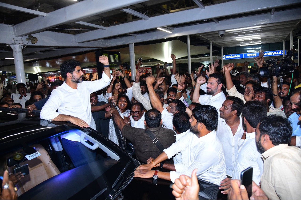 Nara Lokesh reaches vijayawada from delhi