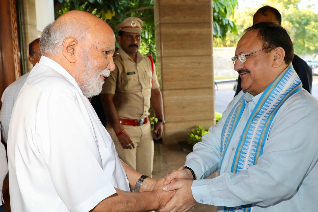 BJP Chief JP Nadda Met Ramoji Rao In Hyderabad Pic Went Viral