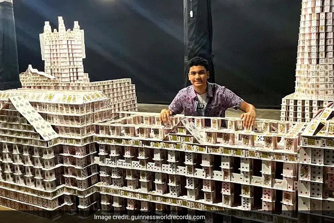 Kolkata Boy Sets Guinness World Record By Creating Largest Playing Card Structure