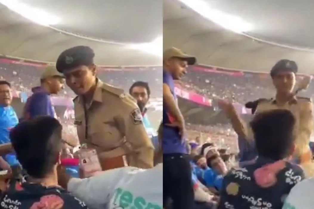 Video Man tries to slap woman cop in stadium during Ind vs Pak match