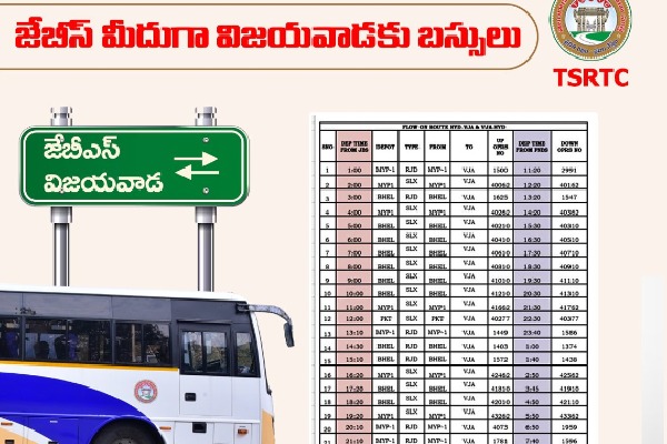 Vijayawada buses via JBS from October 18
