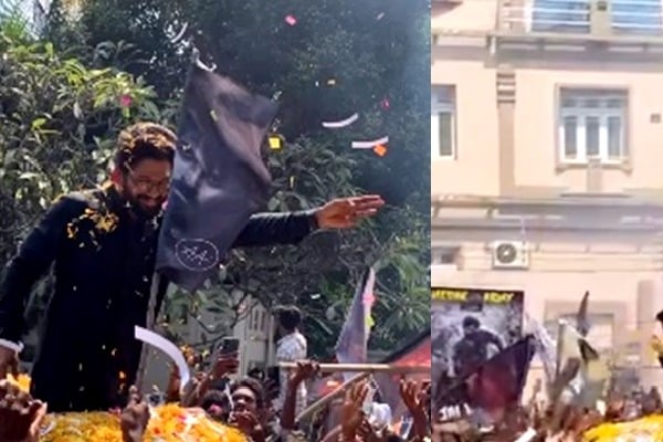 Allu Arjun's National Award triumph: Fans accord grand welcome with flowers and dhol