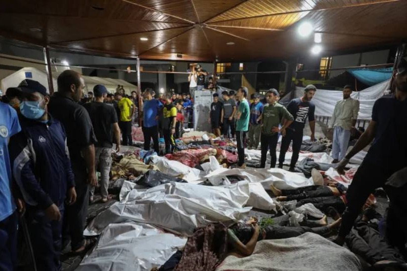 Gaza authorities say hundreds killed in Israeli air raid on hospital