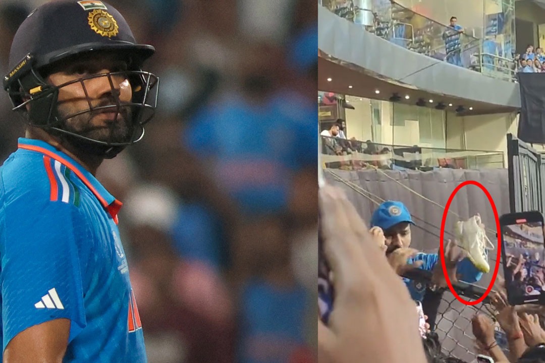 Rohit Sharma gives away his shoes to young fan