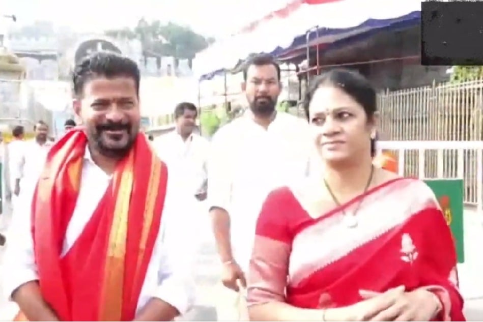 Revanth Reddy in Tirumala with family