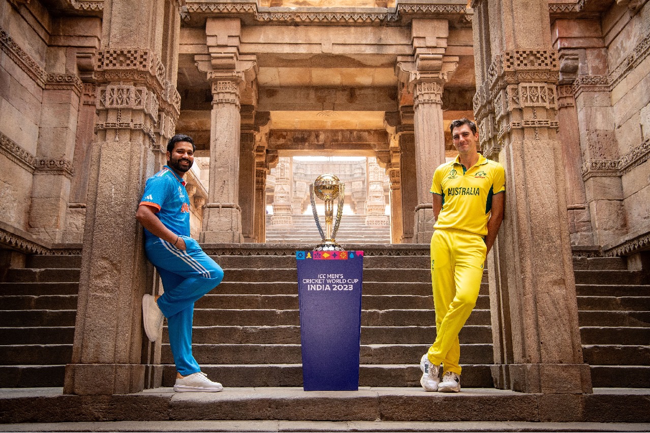 Rohit Sharma and Pat Cummins photo shoot with world cup trophy