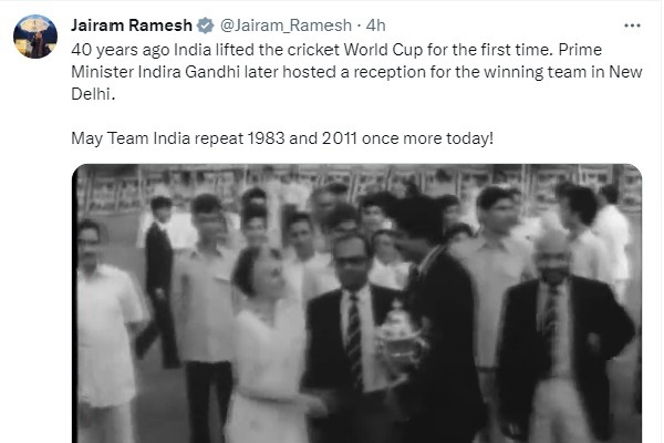 Cong shares 1983, 2011 WC winning teams' reception by Indira Gandhi, Manmohan Singh
