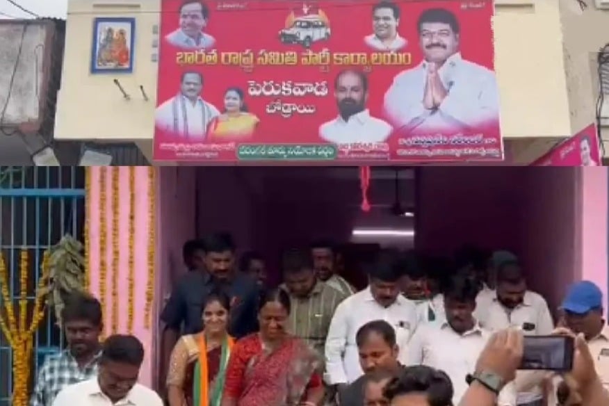 Congress Candidate Konda Surekha Went To BRS Office To Ask Votes In Warangal East