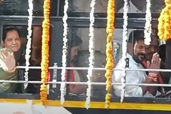 CM Revanth Reddy travells in RTC bus