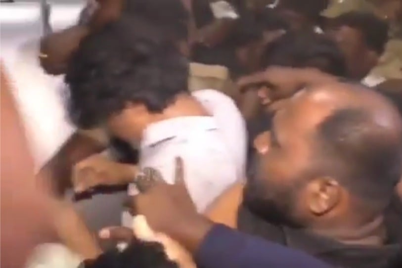 Slipper flung at Thalapathy Vijay as he pays last respects to mentor Vijaykanth