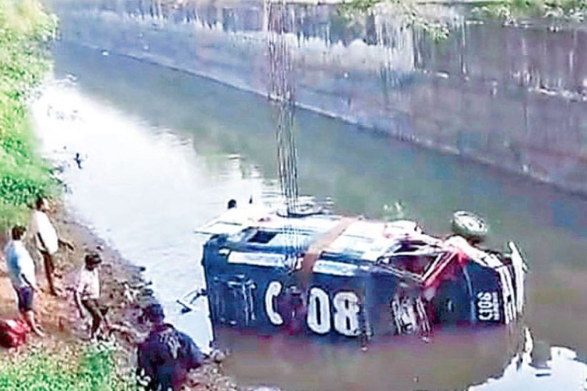 AP 108 ambulance falls into canal near amrutaluru bapatla