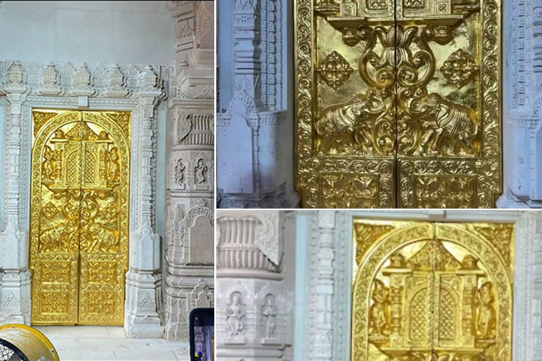 The first gold door was set up for Ayodhya Ram Mandir