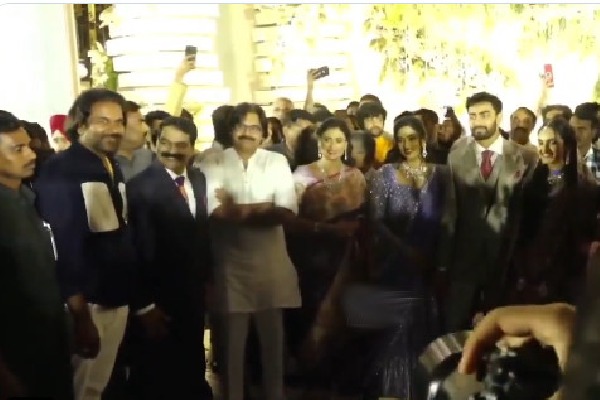 Pawan Kalyan attends Sharmila son Rajareddy and Atluri Priya engagement in Hyderabad