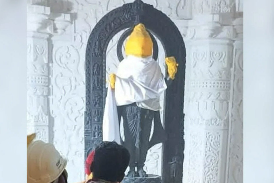 This is the first photo of Ram Lalla statue in the sanctum sanctorum of Ayodhya Ram temple