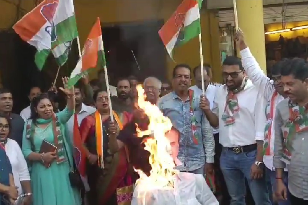 Goa Cong burns effigy of Assam CM over attack on Rahul Gandhi’s Yatra