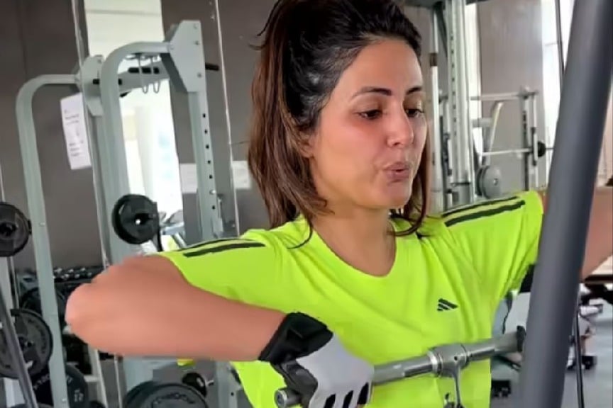 Hina Khan stresses on deep breaths while exercising: ‘Keeps you calm’