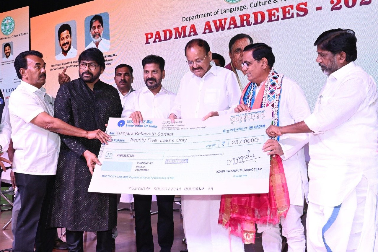 Telangana felicitates Padma awardees from both Telugu states