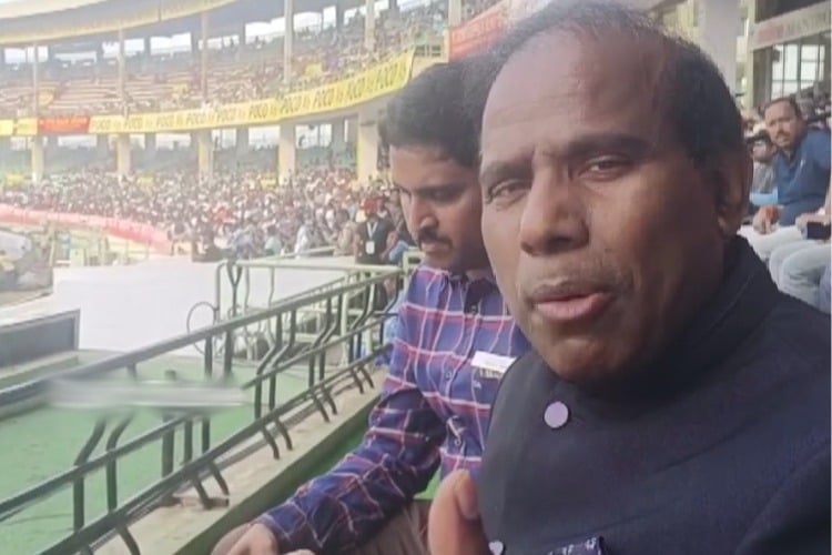 KA Paul spotted at ACA VDCA Stadium in Visakha during India and England test