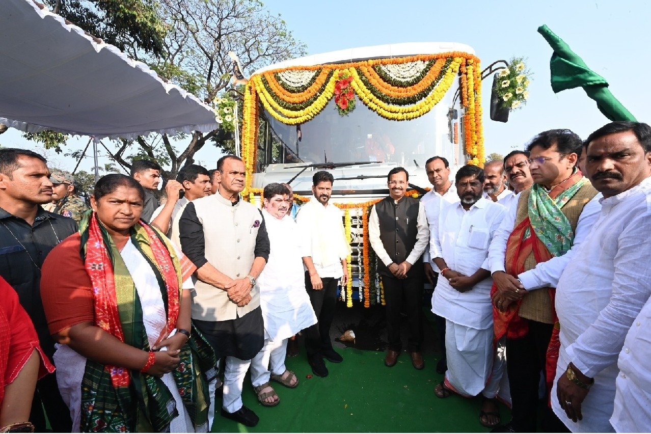 Telangana CM flags off 100 new buses of TSRTC