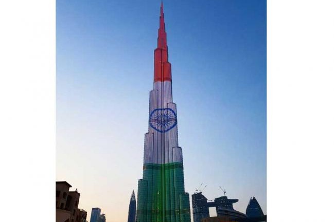 Celebrating PM Modi's visit, Burj Khalifa lit up with Indian Tricolour
