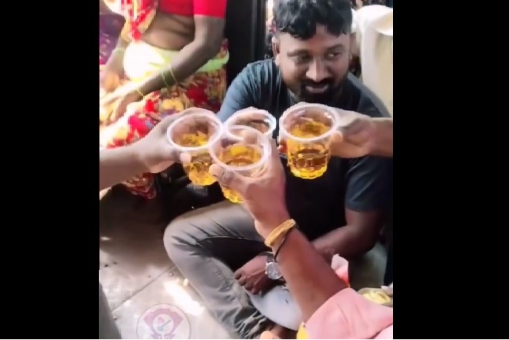 Drinking In RTC Bus while Returning From Medaram Jatara