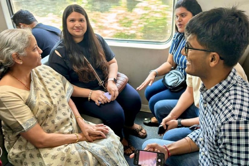 Finance Minister Nirmala Sitharaman travels in Mumbai local train