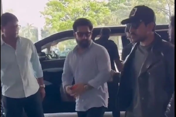 Jr NTR and Ramcharan spotted together at Begumpet airport yesterday