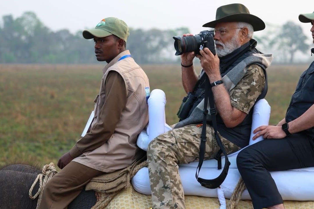 PM Modi takes elephant safari at Kaziranga National Park in Assam