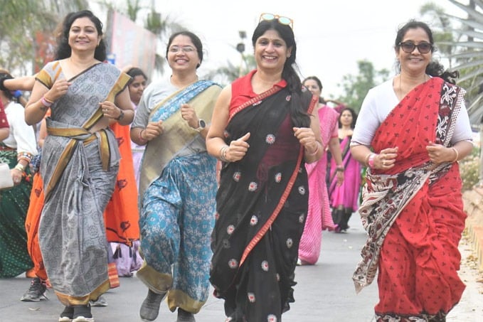 Saree Run At Peoples Plaza In Hyderabad