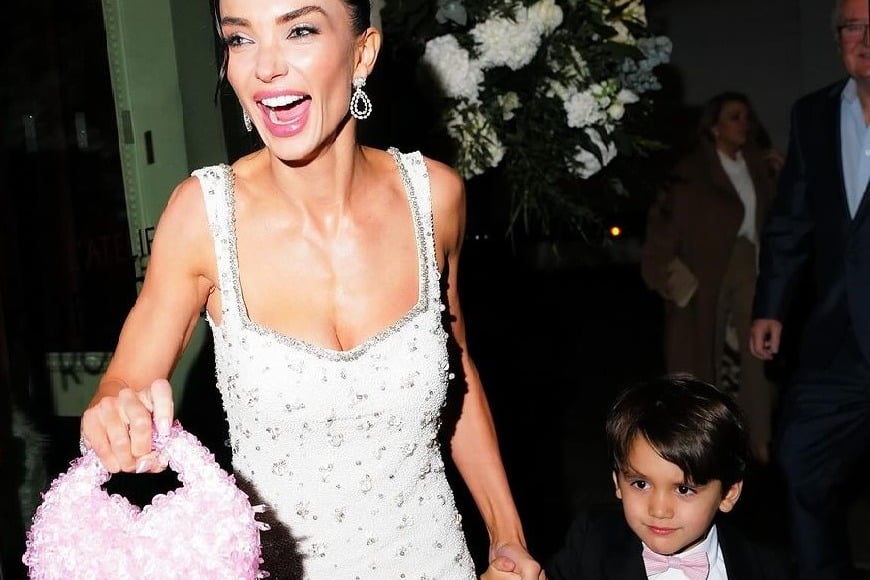 Amy Jackson holds son's hand, heart-shaped bag at engagement dinner with Ed Westwick
