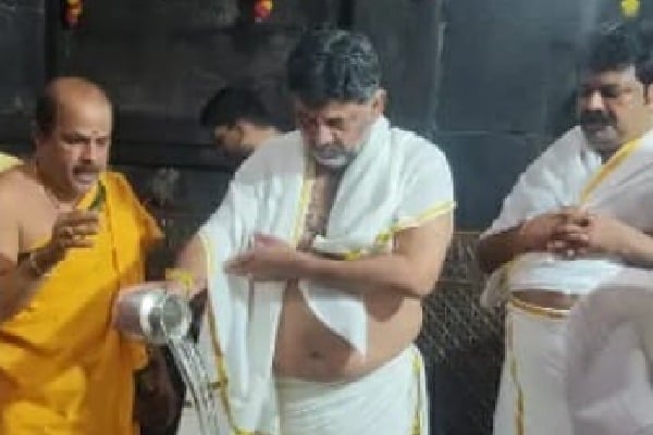 Shivakumar continues temple visits for 2nd day, asks what's wrong with special puja for CM's post