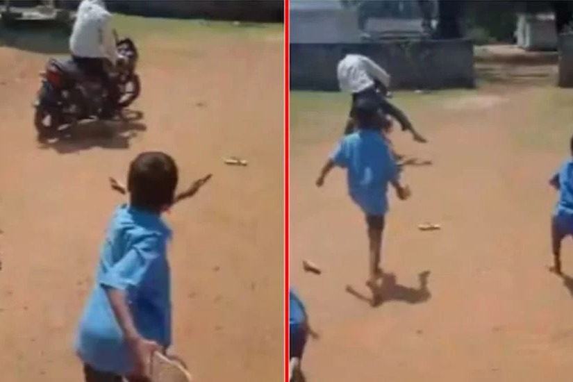 Chhattisgarh students chase drunk teacher away throw slippers at him