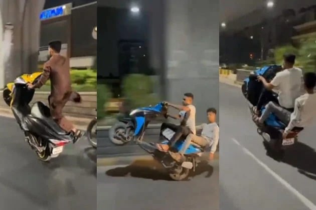 Youth Dangerous Bike Stunts in Hyderabad City in the Night Time