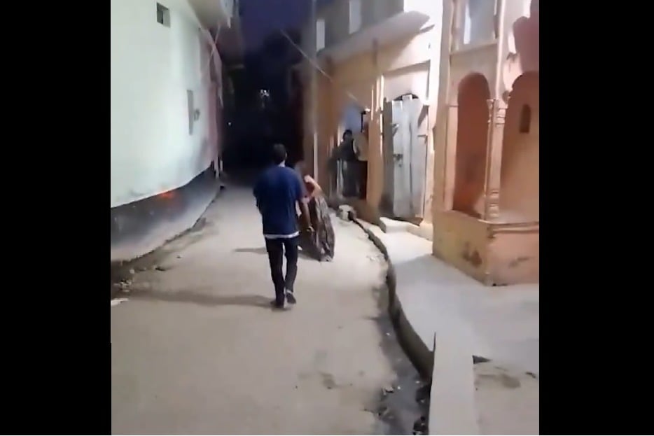 Man Chases Mother With Stick Beats Her Outside Temple In Bulandshahr