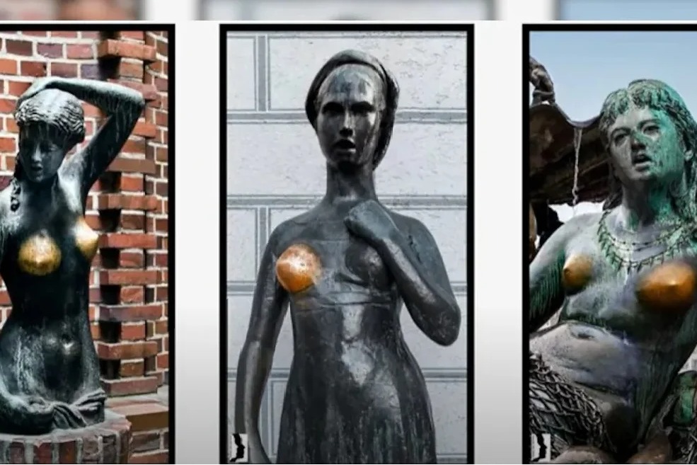 Female Statues In Germany Fade Due To Frequent Touching
