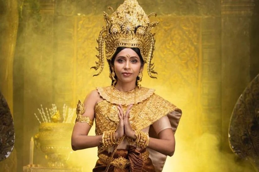 Indian diplomat dresses up as Apsara on Cambodian New Year