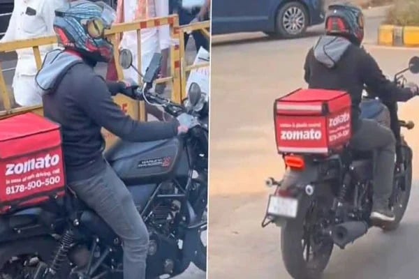 Zomato Delivery Agent Delivers Food on Harley Davidson