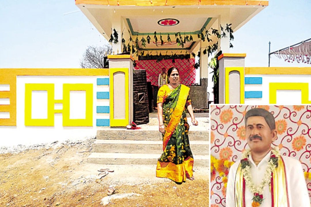 Wife built temple for husband in Mahbubabad District