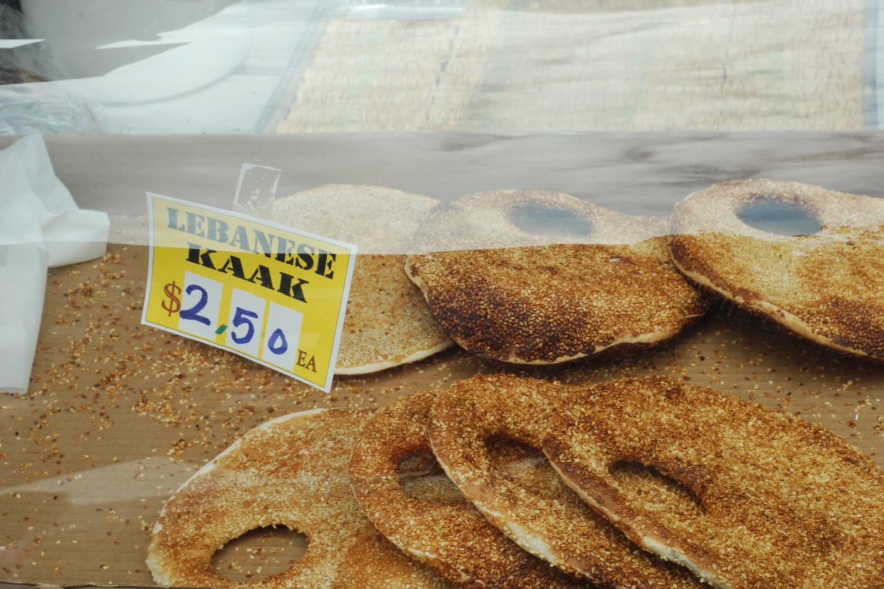 Kaak is a handbag shaped bread a popular street food eaten with tea in Lebanon