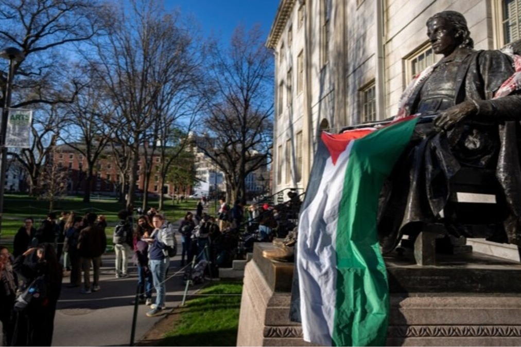 Palestinian Flag Raised At Harvard As Protests Intensify At US Universities
