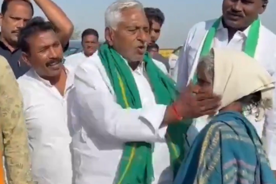Telangana Congress Candidate Jeevan Reddy Slaps Woman During Campaign