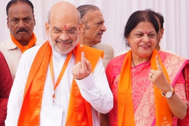 HM Amit Shah casts vote, urges people to 'accept voting as duty'