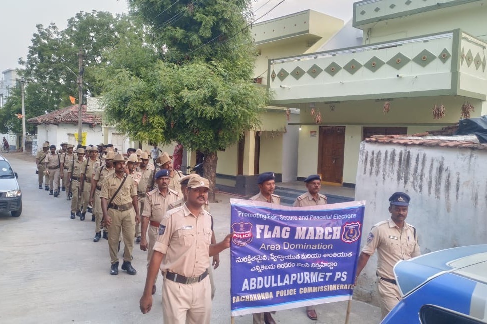 Flag March conducted by police in Khammam