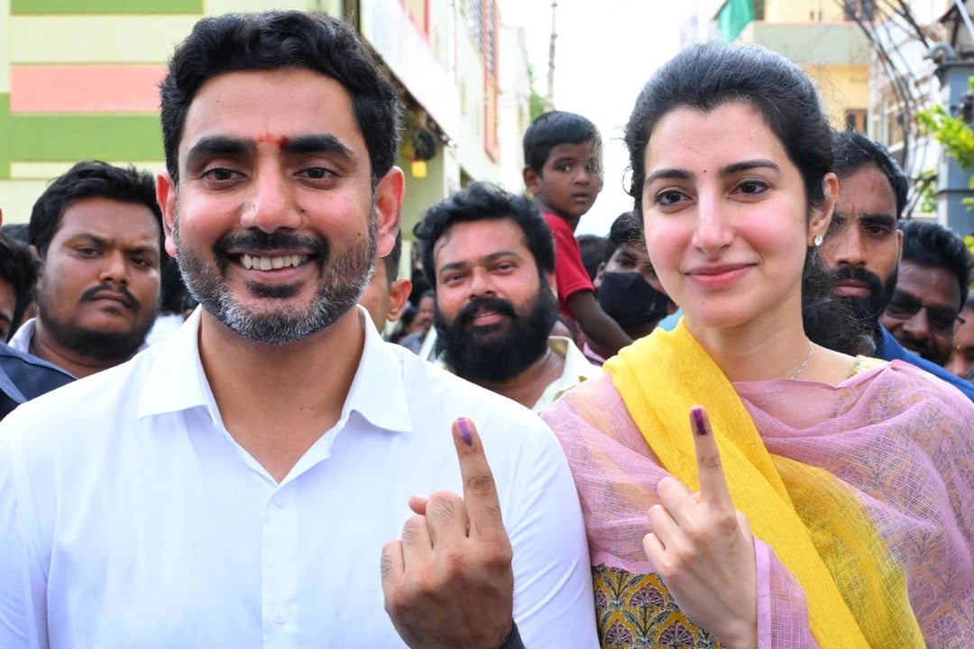 Nara Lokesh and his Wife Nara Bhramani casted their votes