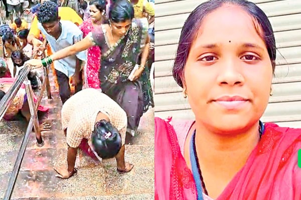 Young woman who climbed the steps of Tirumala on her knees for Pawan Kalyan 